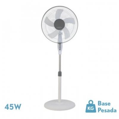 VENTILADOR DE PIE BELMONTE BLANCO/GRIS 3 VELOCIDADES 45W 5 ASPAS ORIENTABLE, JIJO Y ROTATORIO