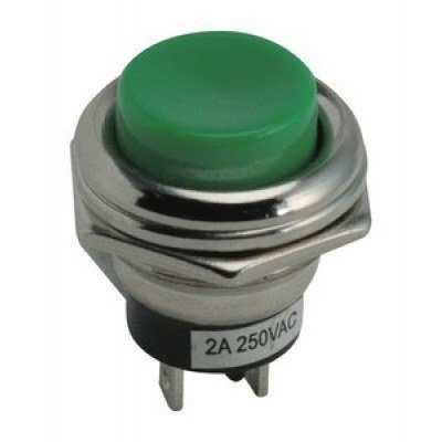Pulsador Empotrar OFF-(ON) Abierto Reposo 2A/250Vac VERDE