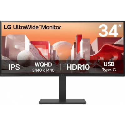 Monitor profesional ultrapanorámico curvo LG UltraWide 34BA75QE-B - 34 WQHD | Multimedia | Regulable en altura | Color negro