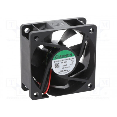 VENTILADOR 24Vdc 60x60x25mm 1,25W 2 Cables Friccion Sunon