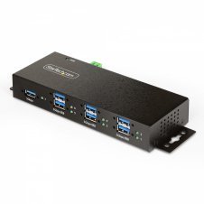 StarTech.com Hub USB Industrial de 7 Puertos Gestionado - Servicio Pesado - Caja de Metal - Protección ESD y Sobretensión - Montaje DIN, Pared, Escr