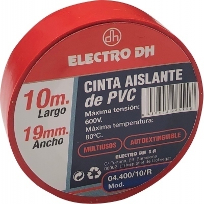 Cinta Aislante PVC 19mmX10m ROJA DH