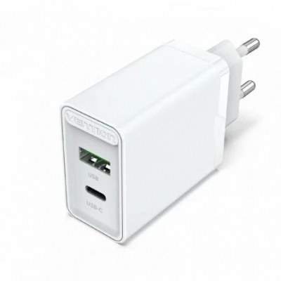 Cargador de Pared Vention FBBW0-EU/ 1x USB Tipo-C/ 1x USB/ 20W