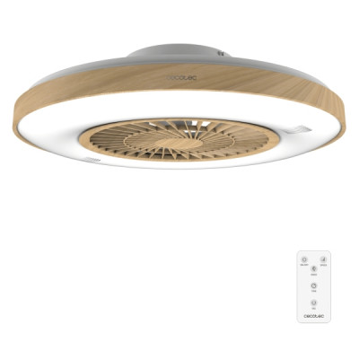 Cecotec EnergySilence LampAero 600 InsideWood Ventilador de Techo con 5 Aspas y Luz - 20W - 3 Tonos LED - Diametro de 24 - Temporizador - 3 Velocidades - Modo Invierno - Color Madera Claro