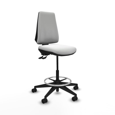 Taburete Elche AS bali blanco base piramidal ruedas 65mm nailon