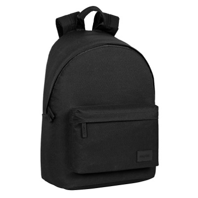 Safta Basic Mochila para Portatil hasta 14.1 - Bolsillo para Tablet - Tirador Doble - Hombreras Ergonomicas - Espalda Acolchada y Transpirable - Asa de Mano Forrada - 20L - 310x160x410mm - Color Negr