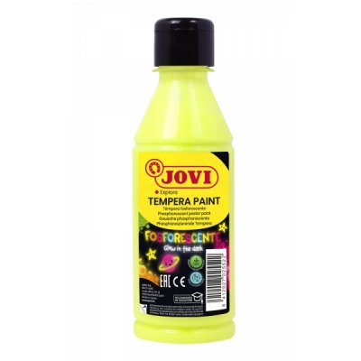 Jovi Tempera Paint Tempera Liquida Fosforescente 250ml - Brilla en la Oscuridad - Secado Rapido - Excelente Adherencia - Lista para Usar - Color Verde