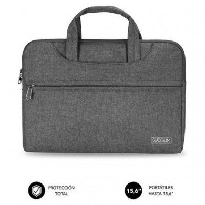 Maletín Subblim Business Laptop Sleeve para Portátiles hasta 15.6/ Cinta para Trolley/ Gris