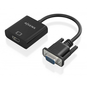 AISENS - CABLE CONVERSOR SVGA+AUDIO A HDMI, SVGA/M+JACK 3.5/H+USB MicroB/H-HDMI A/H, NEGRO, 20CM