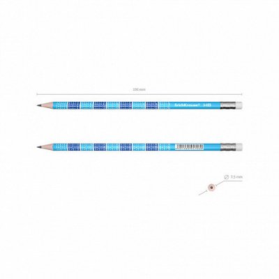 LÁPIZ DE GRAFITO DE SECCIÓN REDONDA CON GOMA Y TABLA DE MULTIPLICAR 2X2 HB ERICH KRAUSE 45619