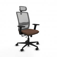 Piqueras y Crespo Haches traslack malla gris bali marr?n oscuro brazos 2D base nailon cabecero malla 2D ruedas 65mm nailon