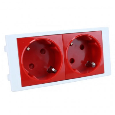 Modulo Doble SCHUKO ROJO