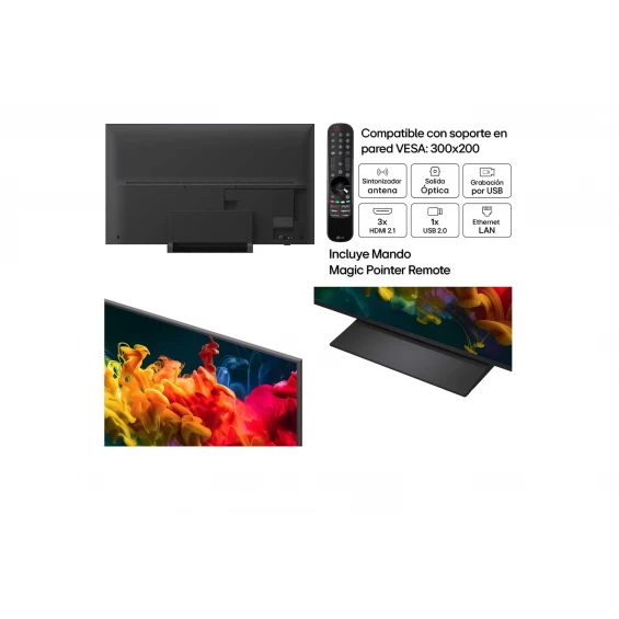Televisor LG QNED MiniLED 55QNED8EB3B, 55 pulgadas, 4K UltraHD, 60Hz, Smart TV webOS 26, HDR10, clase F, negro - imagen 3