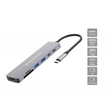Conceptronic DONN28G base para portátil y replicador de puertos Alámbrico USB 3.2 Gen 1 (3.1 Gen 1) Type-C Gris