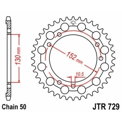 Corona JT SPROCKETS acero estándar 729 - Paso 530 JTR729.46