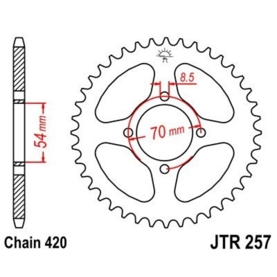 Corona JT 257 de acero con 42 dientes JTR257.42