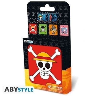 Set 4 posavasos one piece - jolly rogers