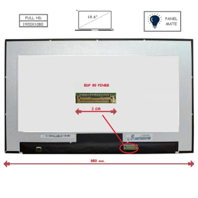 Pantalla para portátil LED 15.6\ Slim 30 Pines Full HD Sin Brackets / Mate / Sin Reborde / NV156FHM-N4V