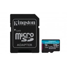 Kingston Technology Tarjeta microSDXC Canvas Go Plus Gen4 de 128 GB, 200 MB/s, A2 U3 V30 y adaptador