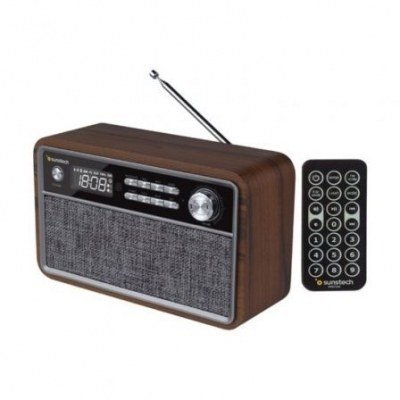 RADIO RETRO SUNSTECH RPBT500WD MADERA - 2*3W RMS - FM - BT 4.2 - RELOJ Y ALARMA - USB/SD/AUX-IN - MP3 - MANDO A DISTANCIA - MICRO USB CARGA