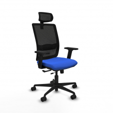 Piqueras y Crespo Haches traslack malla negra bali azul brazos 2D base nailon cabecero malla 2D ruedas 65mm nailon