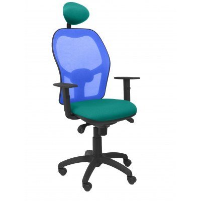 Silla Jorquera malla azul asiento bali turquesa con cabecero fijo