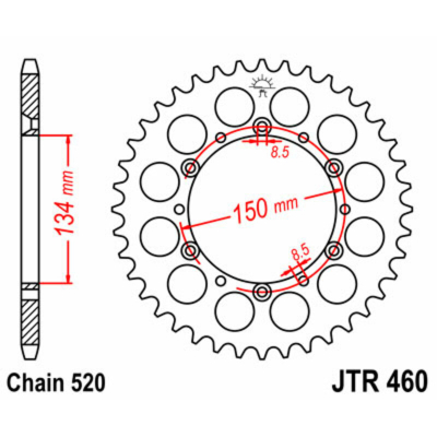 Corona JT 460 de acero con 48 dientes JTR460.48