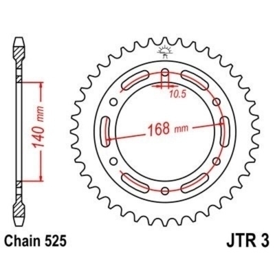 Corona JT 3 de zinc negro con 42 dientes JTR3.42ZBK