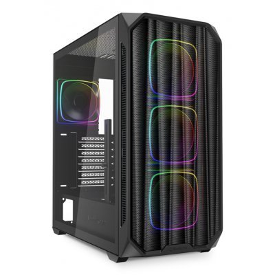 Caja gaming sharkoon ak5m rgb atx negro 3xvent 120mm 2xusb sn fuente