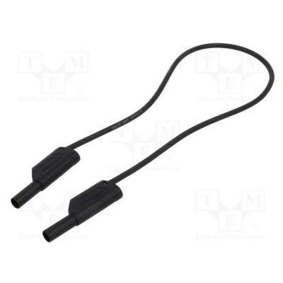 Cable Prueba Macho con bananas 4mm 32Amp NEGRO Longitud 0,5 metros