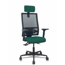 Piqueras y Crespo Silla Bormate asincro malla negra asiento bali verde botella brazos 2D ruedas 65mm cabecero regulable