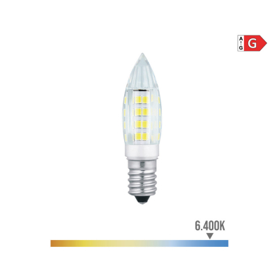 Bombilla mini vela led e14 3 w 250 lm 6400 k luz fria ø1,6 x 6,8 cm