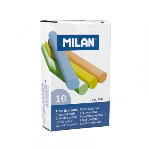 Milan Pack de 10 Tizas de Colores - Redondas - No Contienen Caseina - Colores Surtidos