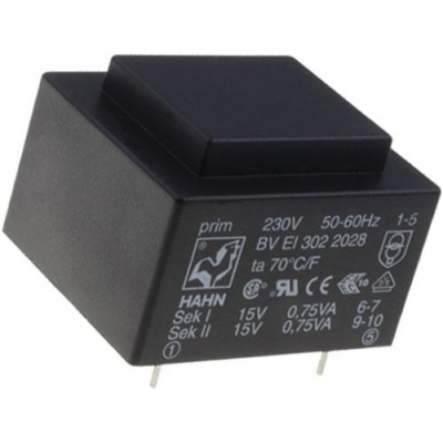 Transformador Encapsulado salida 10Vac 2,6VA E230Vac
