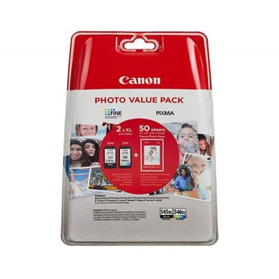 Canon PG-545XL/CL-546XL Pack de 2 Cartuchos de Tinta Originales + 50 Hojas de Papel Fotografico - 8286B011