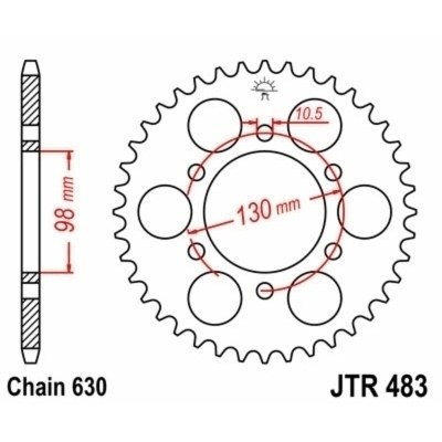 Corona JT SPROCKETS acero estándar 483 - Paso 630 JTR483.33