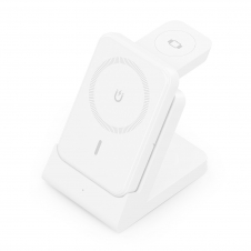 AISENS Cargador Inalambrico USB-C 4 en 1 De 15W Para Movil, Apple Watch, Auriculares Con Estuche De Carga, Blanco