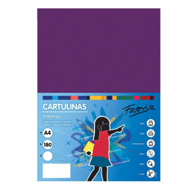 Fabrisa Pack de 50 Cartulinas 180 g/m² - Tamaño A4 - Color Morado