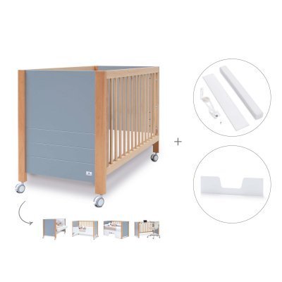 Cuna colecho 60x120 cm convertible (3en1) madera/azul · Ombra