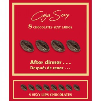 Caja Roja Sexy Forma de Labios Chocolate Negro 8 unidades