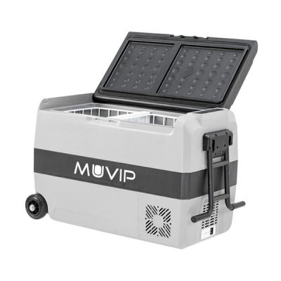 Nevera de compresor portátil Muvip 44L - Doble zona | Rango de temperatura -20ºC a +20ºC | 80W | Ruedas y tirador | Color gris