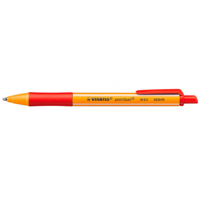 Stabilo Pointball Boligrafo Retractil - Punta de 1mm - Tinta con Base de Aceite - Recargable - 79% Plastico Reciclado - Grip Antideslizante - Color Rojo