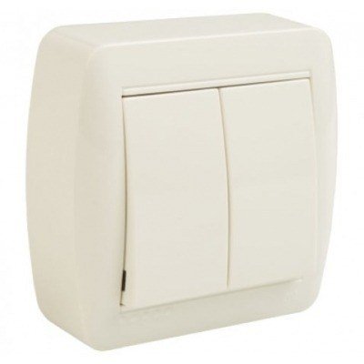 CONMUTADOR DOBLE EUROPA SUPERFICIE BLANCO