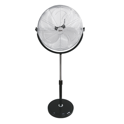Ventilador de pie industrial base circular, cromado/negro, potencia 120 w, aspas ø50 cm, altura regulable 118-148 cm