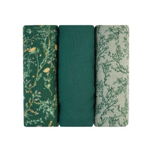 Juego de pañales de muselina 3 uds 75x75 cm Secret Garden Verde