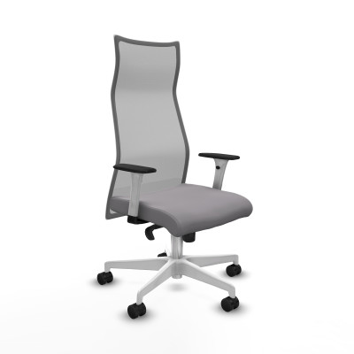 Albacete malla sincro malla gris similpiel gris brazos blancos base blanca ruedas 65 mm nailon