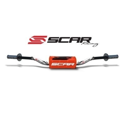 Manillar SCAR O² Ø28,6mm KTM, HVA de aluminio, blanco, morcilla naranja S9151WH-OR