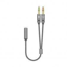 Aisens Adaptador audio Jack 3.5 4pines Hembra a 2xjack 3.5 3pines Macho 0.25m gris