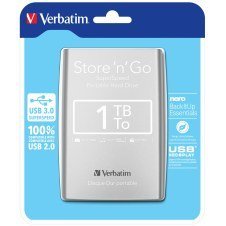 Disco externo Verbatim Disco Duro Portátil Store 'n' Go USB 3.0 de 1 TB en color Plateado 53071