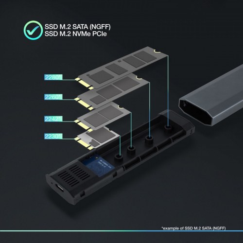 CAJA EXTERNA M.2 NGFF/NVMe USB3.1 GEN2 GRIS